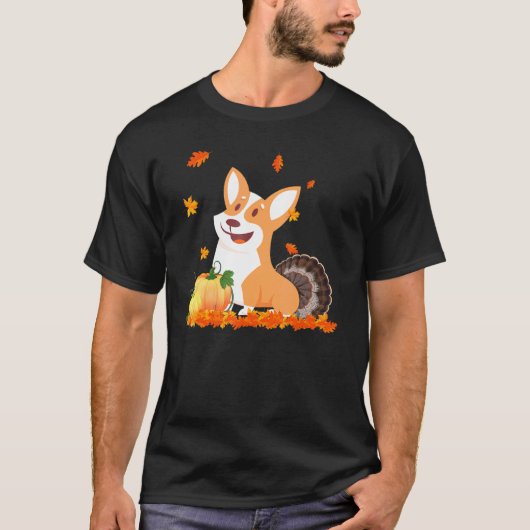 T-shirt Déguisement de dinde de Corgi pour Thanksgiving (Devant)