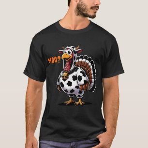 T-shirt Déguisement de dinde vache drôle Moo-key Thanksgiv