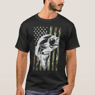 T-shirt Déguisement de pêche Drapeau Usa Bass pêcheur Papa
