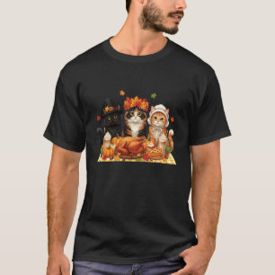 T-shirt Déguisement de Pèlerin de Chat de Thanksgiving Drô