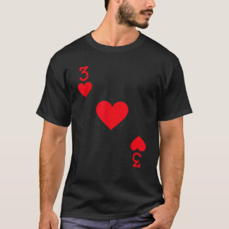 T-shirt Déguisement de Trois de Cœur Jeu de Cartes Hallowe