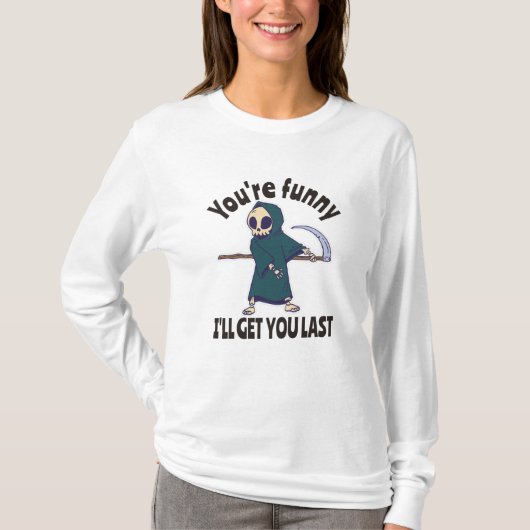 T-shirt Déguisement d'Halloween squelette de la Faucheuse (Devant)