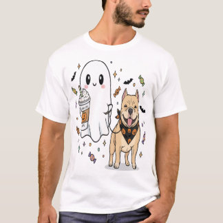 T-shirt Déguisement Halloween Café Chien Pitbull Pug Fantô