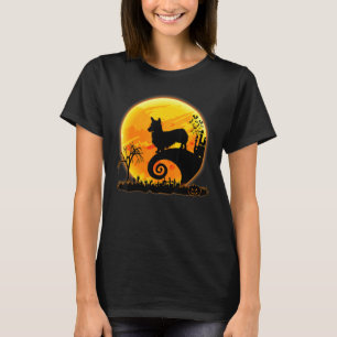 T-shirt Déguisement Halloween Chien Corgi Et Lune