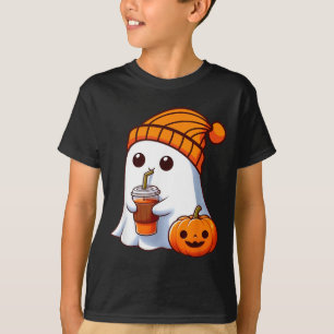 T-shirt Déguisement Halloween Fantôme Buvant Citrouille Ho