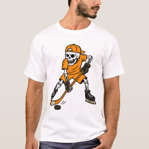 T-shirt Déguisement Halloween squelette de hockey garçons