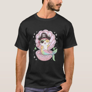 T-shirt Déguisement Mignon Chat Mermaid Pirate Halloween F