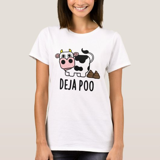 T-shirt Deja Poo Drôle Pun Poop De Vache (Devant)