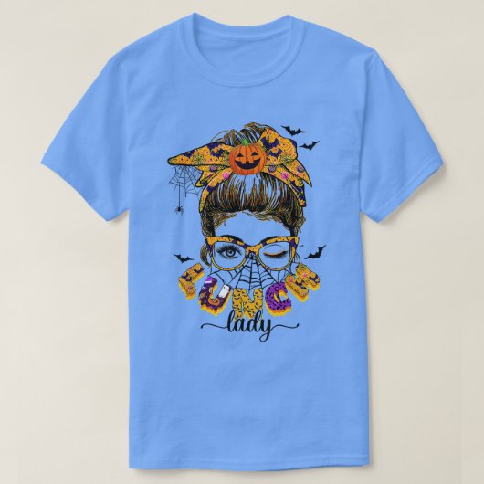 T-shirt Déjeuner d'Halloween Lady Messy Bun Saison Éffraya (Design devant)
