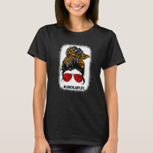 T-shirt Déjeuner Lady Messy Bun Empreinte de léopard S