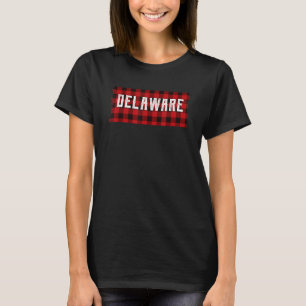 T-shirt Delaware Accueil Racines État Coeur rouge Plaid