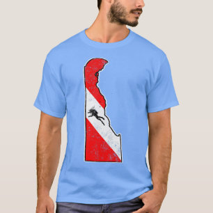 T-shirt Delaware Dive Drapeau Plongée Plongée Carte d'État