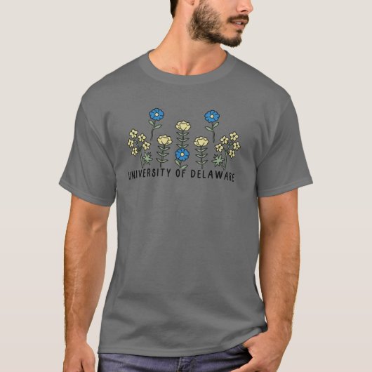 T-shirt Delaware Jardin de Fleurs bleu et jaune rouleau le (Devant)