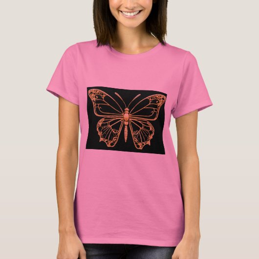 T-shirt d'élégance papillon à huile d'or (Devant)