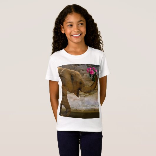 T-shirt d'éléphant de la jungle de la fille (Devant entier)