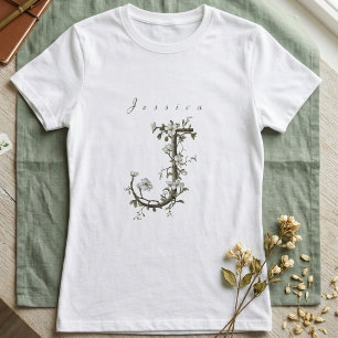 T-shirt Délicat & Chic "J" : Monogramme Jasmin Éteint