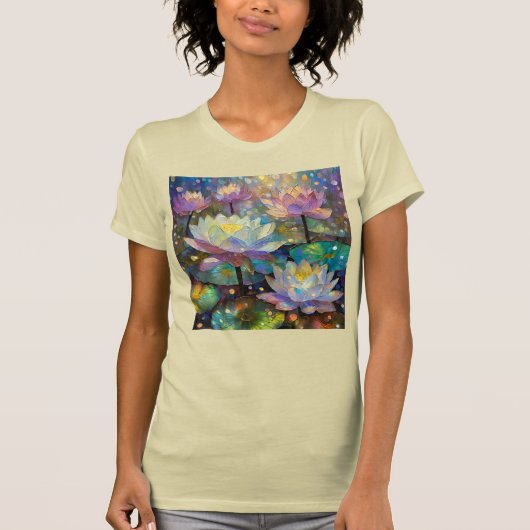 T-shirt Delicate Lotus Flowers Blossoming in the Snow (Devant)