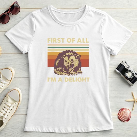T-shirt Delightful Possum Retro; Funny Summer Statement