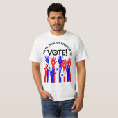 T-shirt Demandez-moi comment vous inscrire pour voter roug (Devant entier)