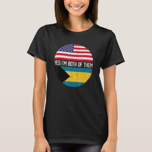 T-shirt Demi-Américain Demi-Bahamian Usa Drapeau Famille H