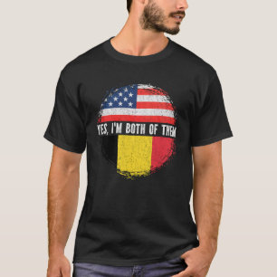 T-shirt Demi-Américain Demi-Belge USA Drapeau Belgique