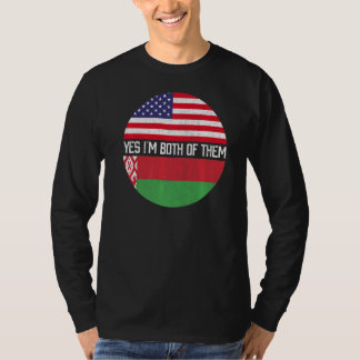 T-shirt Demi-Américain Demi-Biélorusse États-Unis Drapeau 
