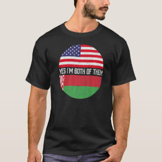 T-shirt Demi-Américain Demi-Biélorusse États-Unis Drapeau 