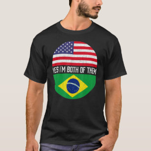 T-shirt Demi-Américain Demi-Brésilien Usa Drapeau Hérit Fa