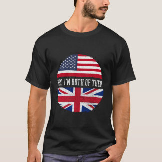 T-shirt Demi-Américain Demi-Britannique Drapeau Usa Royaum