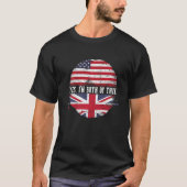 T-shirt Demi-Américain Demi-Britannique Drapeau Usa Royaum (Devant)