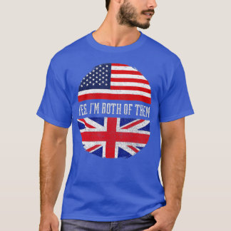 T-shirt Demi-Américain Demi-Britannique USA Drapeau Royaum