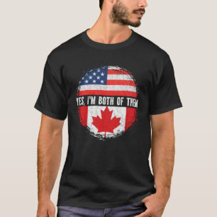 T-shirt Demi-Américain Demi-Canadien États-Unis Drapeau Ca