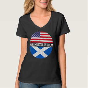 T-shirt Demi-Américain Demi-Écossais Drapeau Américain Fam
