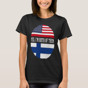 T-shirt Demi-Américain Demi-Finn USA Drapeau Finlande Patr