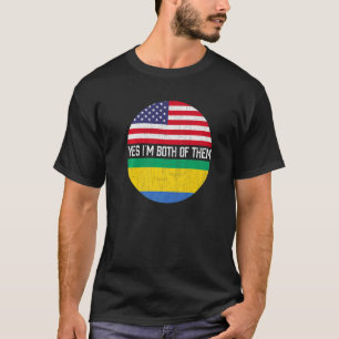 T-shirt Demi-Américain Demi-Gabonais Usa Drapeau Famille H