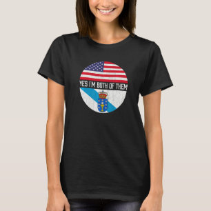 T-shirt Demi-américain demi-Galicien Usa Drapeau Famille H