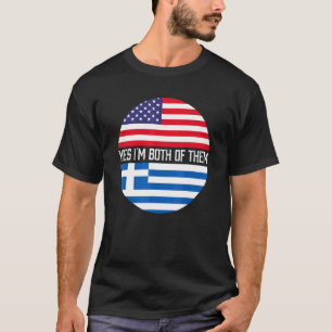 T-shirt Demi-Américain demi-grec Usa Drapeau Patrimoine de