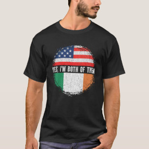 T-shirt Demi-Américain Demi-Irlandais USA Drapeau Irlande 