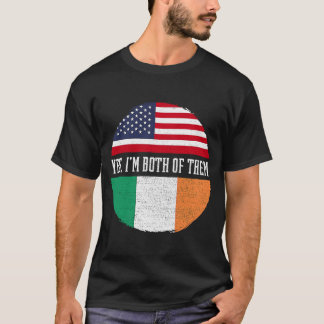 T-shirt Demi-Américain Demi-Irlandais USA Drapeau Irlande 