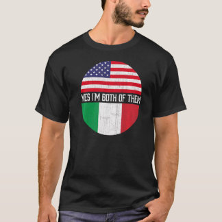 T-shirt Demi-Américain Demi-Italien Usa Drapeau Famille Hé