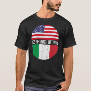 T-shirt Demi-Américain Demi-Italien Usa Drapeau Famille Hé