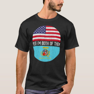 T-shirt Demi-Américain Demi-Lazian Usa Drapeau Patrimoine 