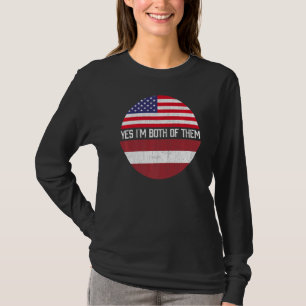 T-shirt Demi-Américain Demi-Letton Drapeau Usa Famille Hér