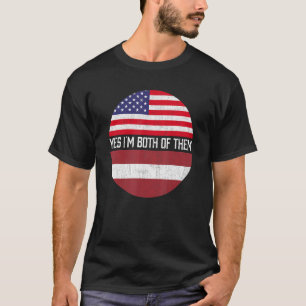 T-shirt Demi-Américain Demi-Letton Drapeau Usa Famille Hér