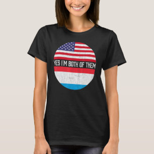 T-shirt Demi-Américain Demi-Luxembourg Racine Usa Famille 