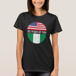 T-shirt Demi-Américain Demi-Nigérian Usa Drapeau Famille H