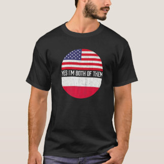 T-shirt Demi-Américain Demi-Polonais Usa Drapeau Patrimoin
