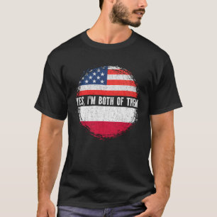 T-shirt Demi-Américain Demi-Polonais USA Drapeau Pologne P