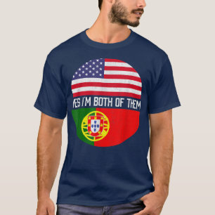 T-shirt Demi-Américain Demi-Portugais USA Drapeau Famille