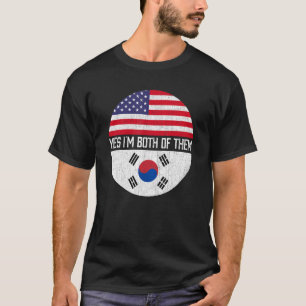 T-shirt Demi-Américain Demi-Sud Coréen Famille Drapeau Usa